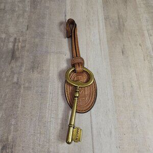 Fossil Purse Charm Hang Tag Key Lock Leather